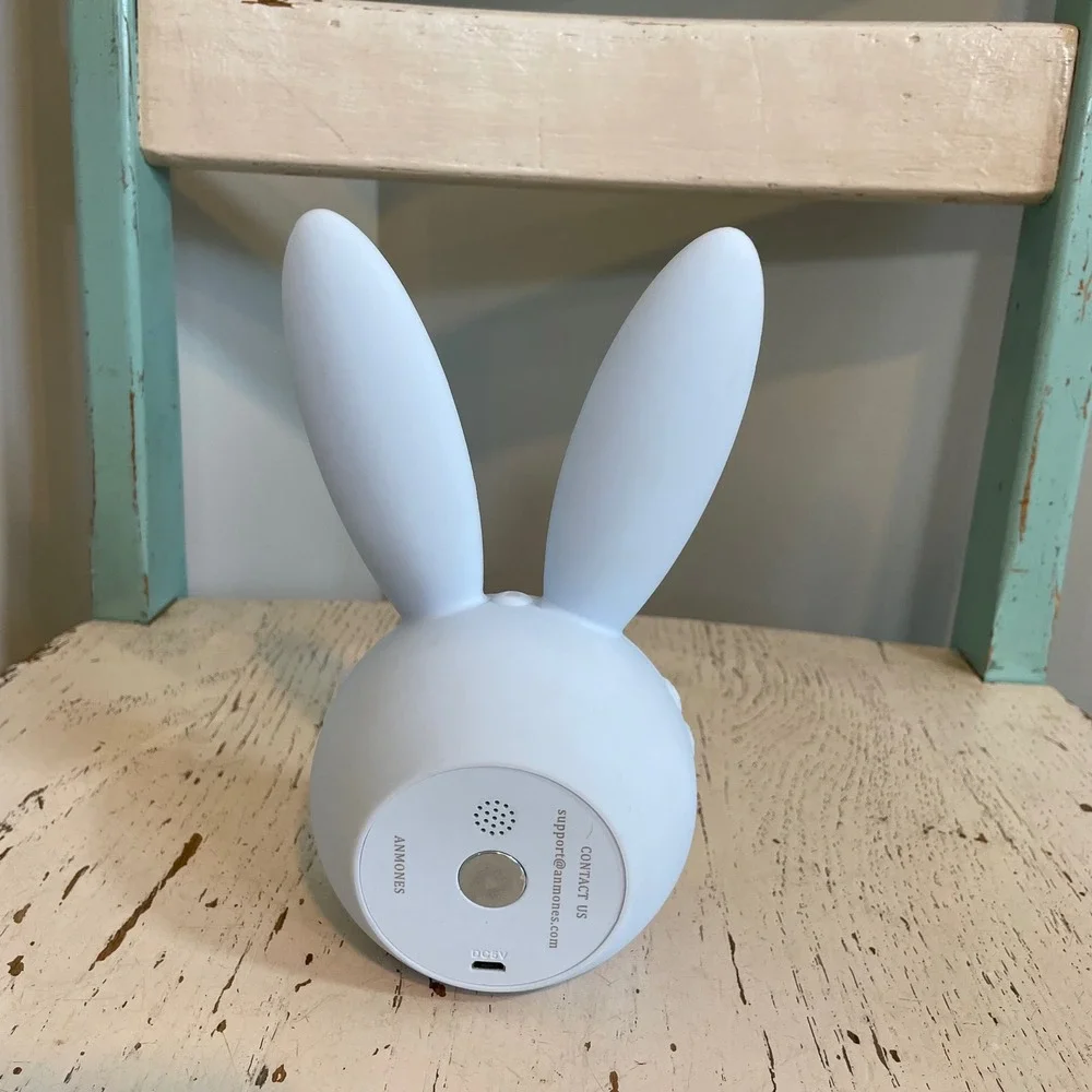 Anmones Bunny Alarm Clock Blue Silicone Digital LED Night Light USB Cute Charger